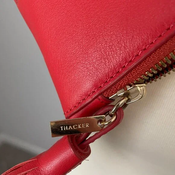 Thacker Nolita ring handle leather clutch orange cocktail tassel wristlet - Picture 8 of 8